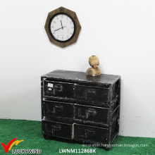 Black Industrial Vintage Drawer Metal Cabinet with Wheels